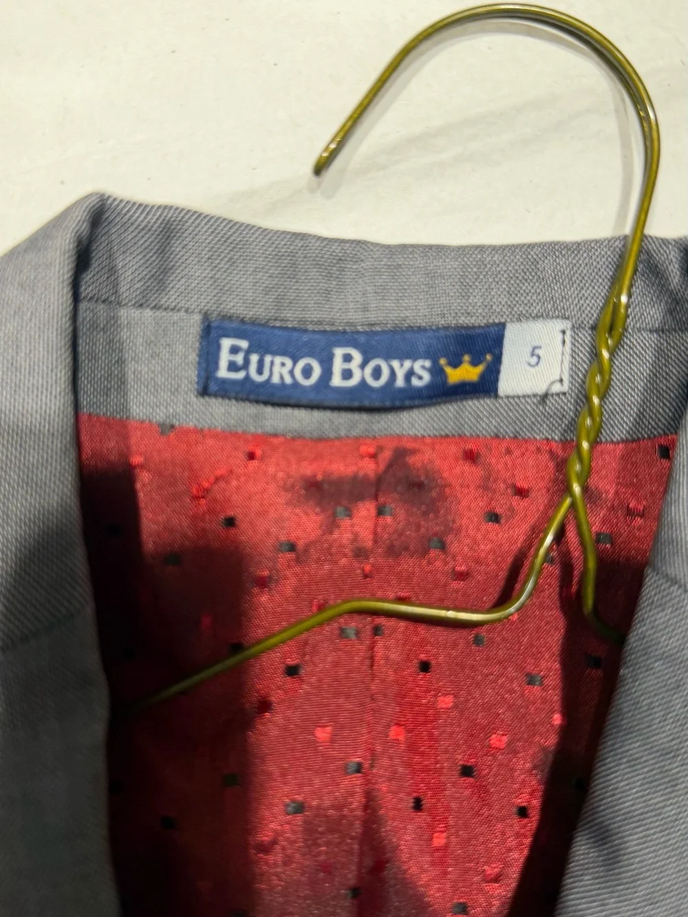 Euro Boss Gray Boys' Blazer with Red Lining
